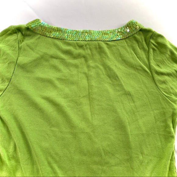 Surya sequined detail apple green ribbed 100% soft cotton bolero cardigan. Med. - Picture 3 of 12